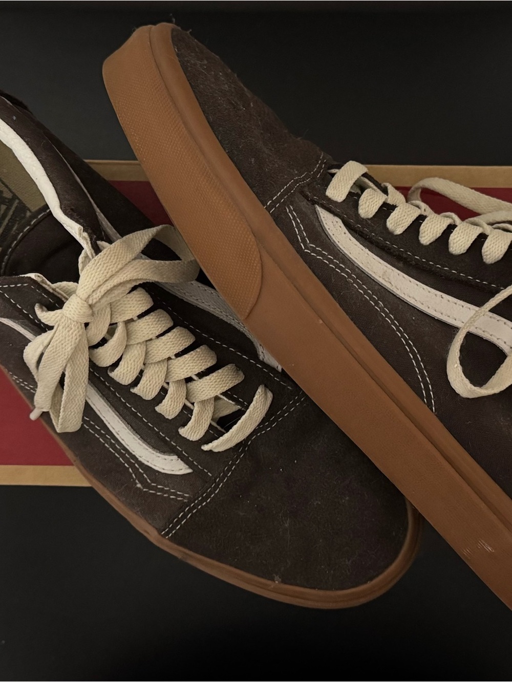 Vans Brown Suede Low-Top Sneakers with White Stripe
